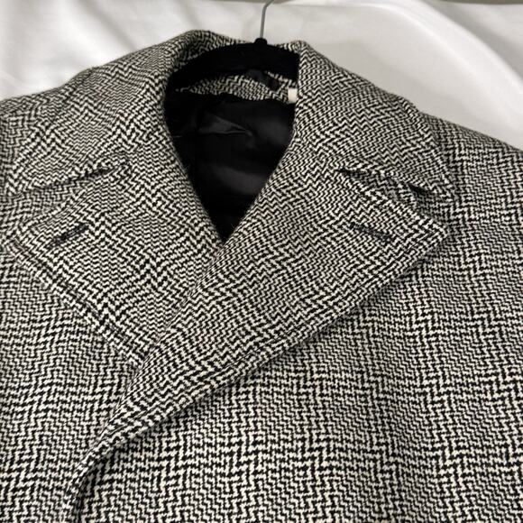 Faconnable Mens Overcoat 40US/50 Italy Black Herringbone 100% Wool Made in Italy - Picture 6 of 10